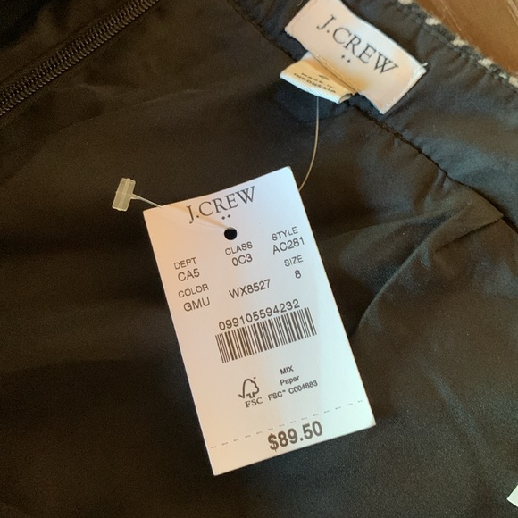 New J Crew women’s skirt wool blend black gray houndstooth lined size 8 academia - Picture 8 of 10